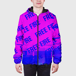 Куртка с капюшоном мужская Free Fire glitch text effect: паттерн, цвет: 3D-черный — фото 2