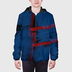 Куртка с капюшоном мужская Абстрактный сине-красный, цвет: 3D-черный — фото 2