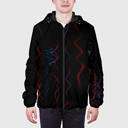 Куртка с капюшоном мужская Абстрактные спирали РНК, цвет: 3D-черный — фото 2