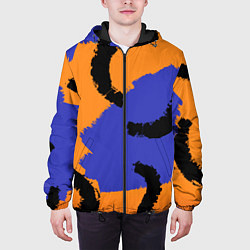 Куртка с капюшоном мужская Абстрактные крупные полосы, цвет: 3D-черный — фото 2