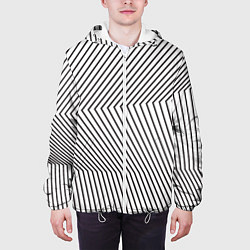 Куртка с капюшоном мужская Ломанные линии и оптическая иллюзия, цвет: 3D-белый — фото 2