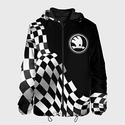 Куртка с капюшоном мужская Skoda racing flag, цвет: 3D-черный