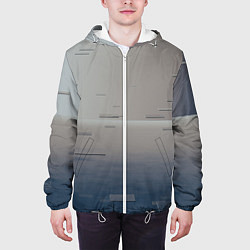 Куртка с капюшоном мужская Космос и абстрактные стёкла, цвет: 3D-белый — фото 2