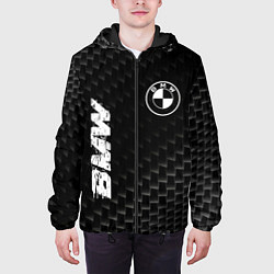 Куртка с капюшоном мужская BMW карбоновый фон, цвет: 3D-черный — фото 2