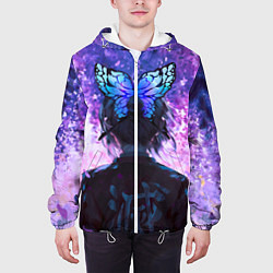 Куртка с капюшоном мужская Шинобу Кочо - Великолепная бабочка, цвет: 3D-белый — фото 2
