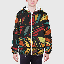 Куртка с капюшоном мужская Абстракция в разноцветных линиях, цвет: 3D-белый — фото 2