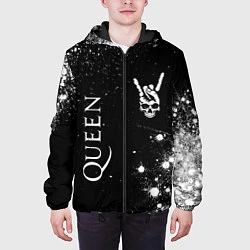 Куртка с капюшоном мужская Queen и рок символ на темном фоне, цвет: 3D-черный — фото 2