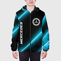 Куртка с капюшоном мужская Mercedes неоновые лампы, цвет: 3D-черный — фото 2