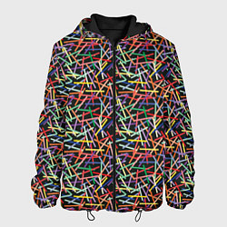 Куртка с капюшоном мужская Палочки разноцветные, цвет: 3D-черный