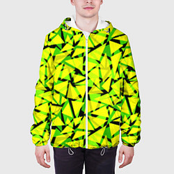 Куртка с капюшоном мужская Желтый геометрический узор, цвет: 3D-белый — фото 2