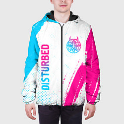 Куртка с капюшоном мужская Disturbed neon gradient style: надпись, символ, цвет: 3D-черный — фото 2