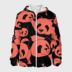 Куртка с капюшоном мужская С красными пандами, цвет: 3D-белый