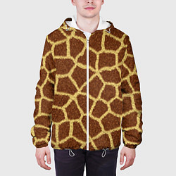 Куртка с капюшоном мужская Текстура жирафа, цвет: 3D-белый — фото 2