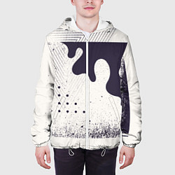 Куртка с капюшоном мужская Абстрактные и тёмные точки и краски, цвет: 3D-белый — фото 2