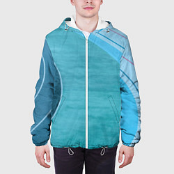 Куртка с капюшоном мужская Абстрактные волнообразные линии и полосы, цвет: 3D-белый — фото 2