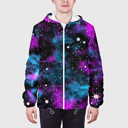 Куртка с капюшоном мужская Галактика сиреневая, цвет: 3D-белый — фото 2