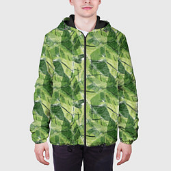 Куртка с капюшоном мужская Милитари листья крупные, цвет: 3D-черный — фото 2