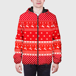 Куртка с капюшоном мужская Праздничный красный свитер, цвет: 3D-черный — фото 2