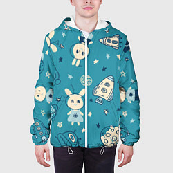 Куртка с капюшоном мужская Зайцы-космонавты, цвет: 3D-белый — фото 2