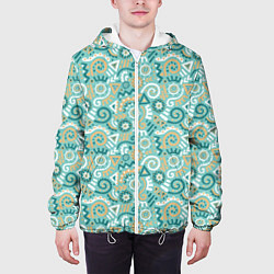 Куртка с капюшоном мужская Узор этнический гранж, цвет: 3D-белый — фото 2