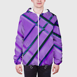 Куртка с капюшоном мужская Фиолетовый фон и тёмные линии, цвет: 3D-белый — фото 2