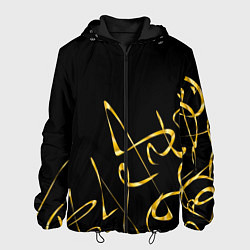 Куртка с капюшоном мужская Золотая каллиграфия на черном фоне, цвет: 3D-черный