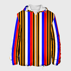 Куртка с капюшоном мужская Полосы триколор георгиевская лента, цвет: 3D-белый