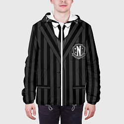 Куртка с капюшоном мужская Ученик академии Невермор ЧБ: униформа, цвет: 3D-белый — фото 2