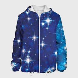 Куртка с капюшоном мужская Сияющие и блестящие звезды в ночном небе, цвет: 3D-белый