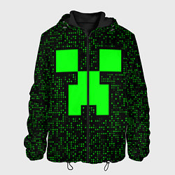 Куртка с капюшоном мужская Minecraft green squares, цвет: 3D-черный