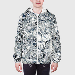 Куртка с капюшоном мужская Сверкающие кристаллы серебра, цвет: 3D-белый — фото 2