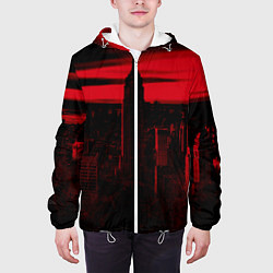 Куртка с капюшоном мужская Город в красном цвете, цвет: 3D-белый — фото 2