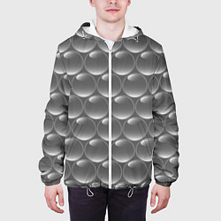 Куртка с капюшоном мужская Абстрактное множество серых металлических шаров, цвет: 3D-белый — фото 2