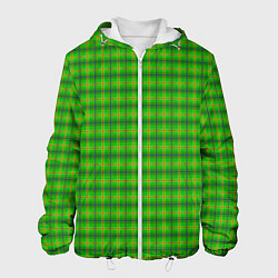 Куртка с капюшоном мужская Шотландка зеленая крупная, цвет: 3D-белый
