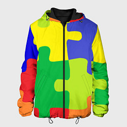 Куртка с капюшоном мужская Пазлы разноцветные, цвет: 3D-черный