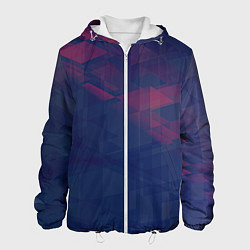 Куртка с капюшоном мужская Абстрактный прозрачный стеклянный фиолетовый патте, цвет: 3D-белый