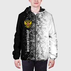 Куртка с капюшоном мужская Косметолог из России и герб РФ: по-вертикали, цвет: 3D-черный — фото 2