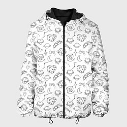 Куртка с капюшоном мужская Дудлы с темой любви и космоса, цвет: 3D-черный