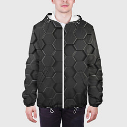 Куртка с капюшоном мужская Abstraction hexagon grey, цвет: 3D-белый — фото 2