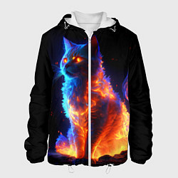 Куртка с капюшоном мужская Огненная кошка, цвет: 3D-белый