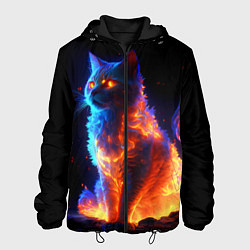 Куртка с капюшоном мужская Огненная кошка, цвет: 3D-черный