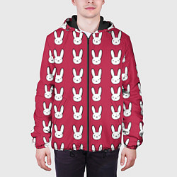 Куртка с капюшоном мужская Bunny Pattern red, цвет: 3D-черный — фото 2