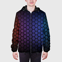 Куртка с капюшоном мужская Abstract hexagon fon, цвет: 3D-черный — фото 2