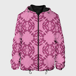 Куртка с капюшоном мужская Розовая витиеватая загогулина, цвет: 3D-черный