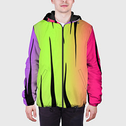Куртка с капюшоном мужская Звериный принт радуга, цвет: 3D-черный — фото 2