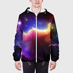 Куртка с капюшоном мужская Столкновение галактик, цвет: 3D-белый — фото 2