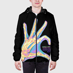 Куртка с капюшоном мужская Сердечко левой рукой - неоновый рентген, цвет: 3D-черный — фото 2
