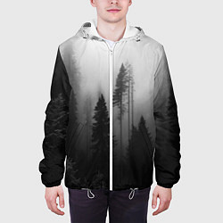 Куртка с капюшоном мужская Красивый лес и туман, цвет: 3D-белый — фото 2