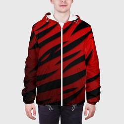 Куртка с капюшоном мужская Красный градиент - языки пламени, цвет: 3D-белый — фото 2