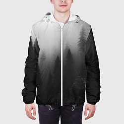Куртка с капюшоном мужская Красивый туманный лес, цвет: 3D-белый — фото 2